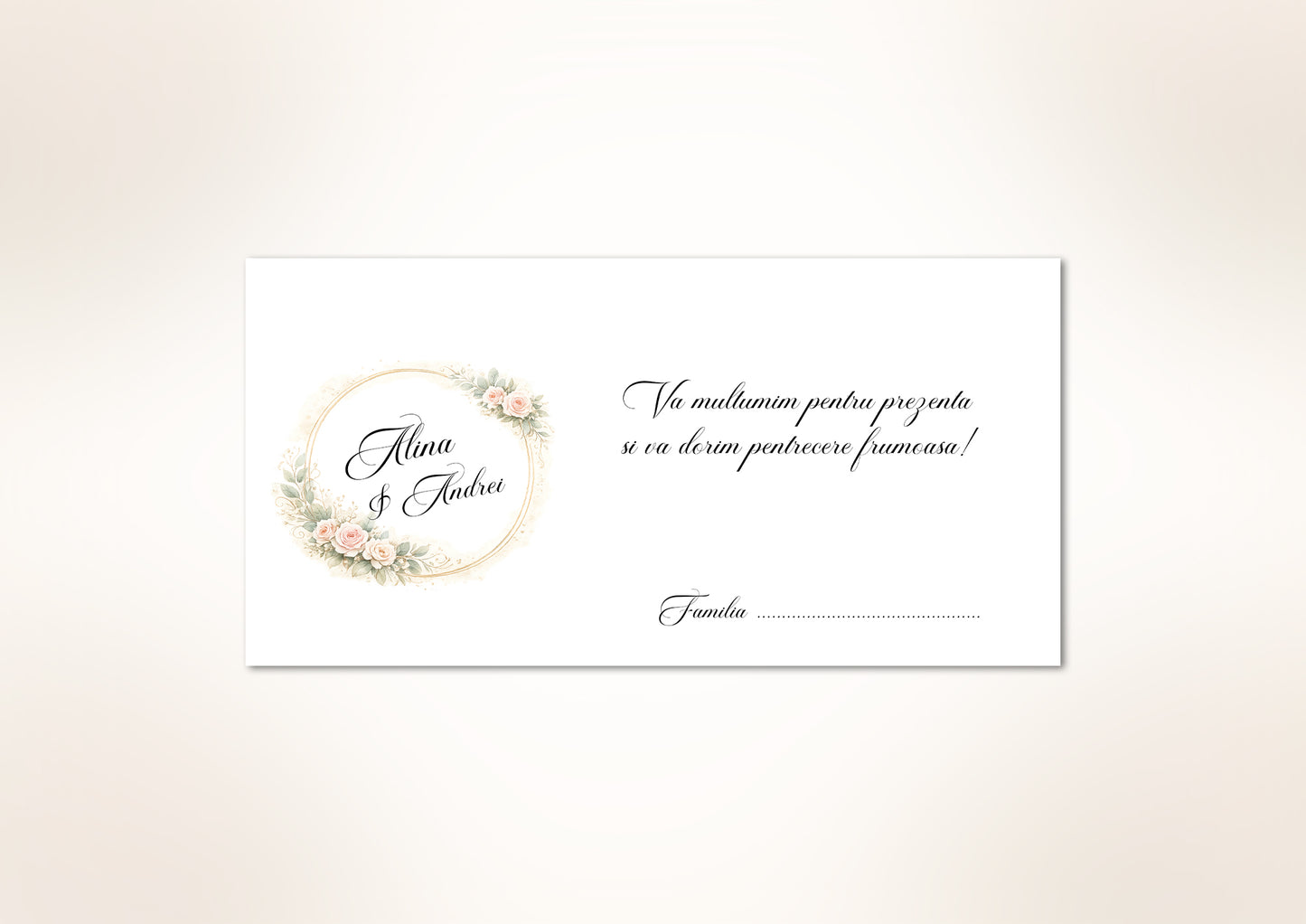 Plic elegant pentru dar de nuntă personalizat cu numele mirilor – design deosebit