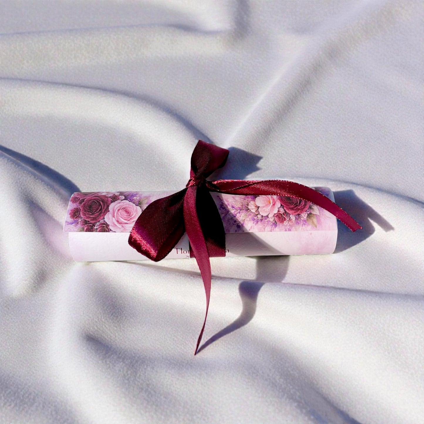 Invitație nuntă tip rolă florală romantică în nuanțe de roz