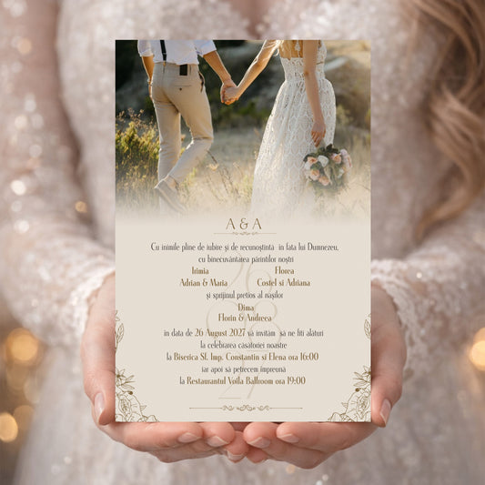 Invitație digitală  Nuntă Elegantă cu Fotografie – Model A&A Premium
