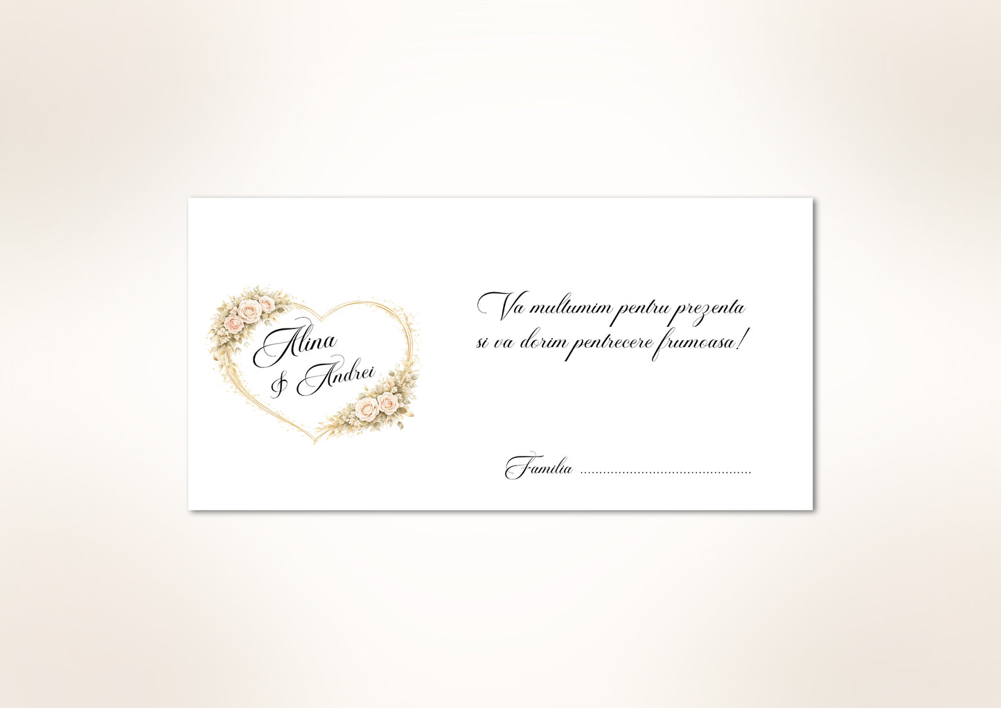 Plic pentru bani nuntă personalizat cu numele mirilor – accesoriu elegant pentru eveniment
