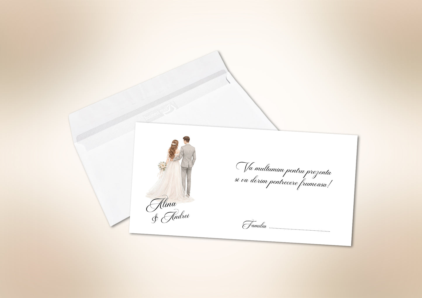 Plic bani nuntă personalizat cu numele mirilor – accesoriu practic și elegant