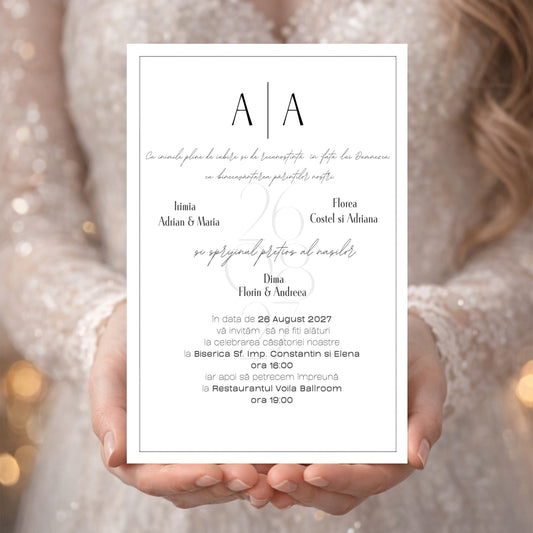Invitație digitală Nuntă Modernă Elegantă – Design Simplu și Rafinat