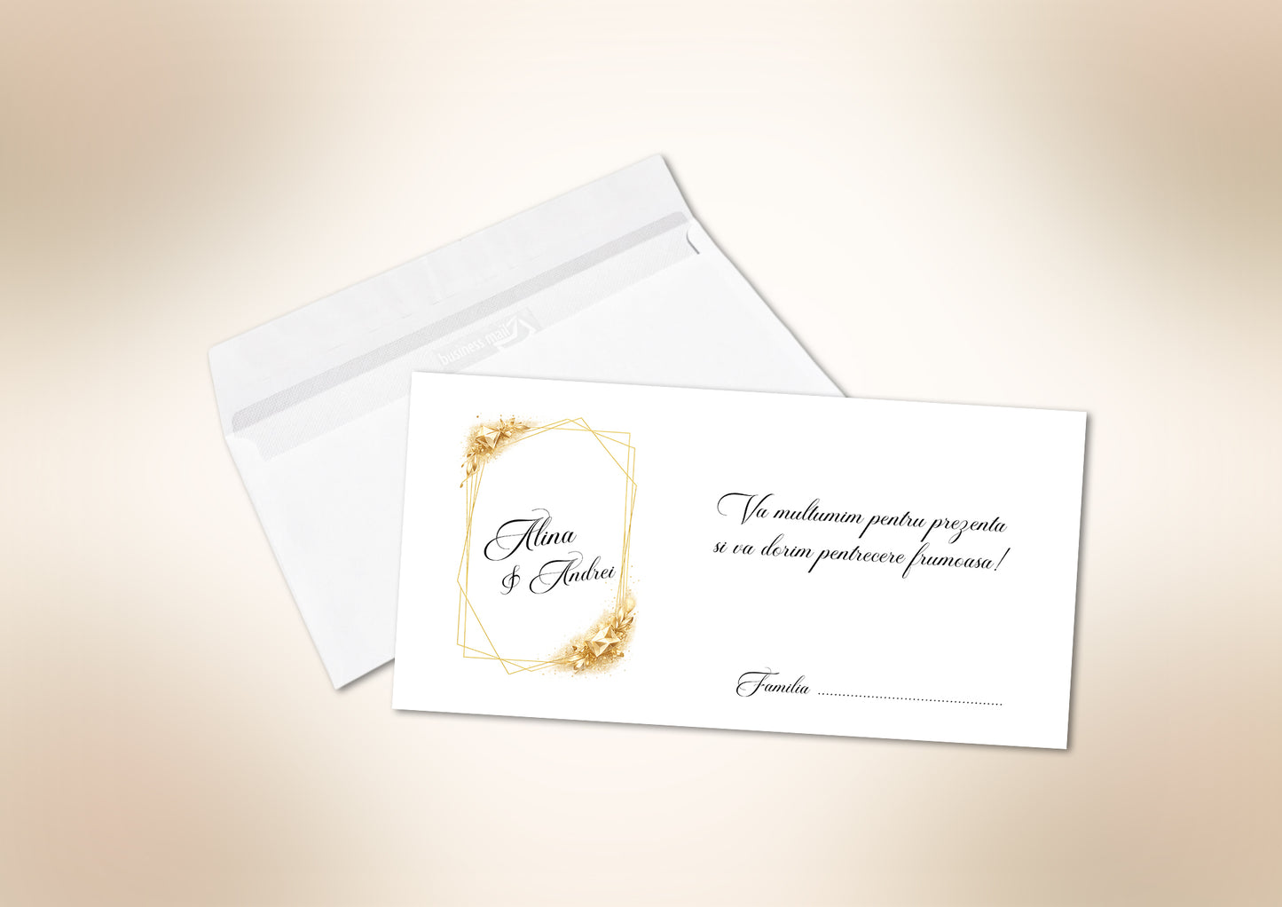 Plic bani nuntă personalizat cu numele mirilor – soluție elegantă pentru dar