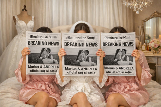 Ziar Personalizat Nuntă „Breaking News” – Recuzită Foto Pregătirea Miresei